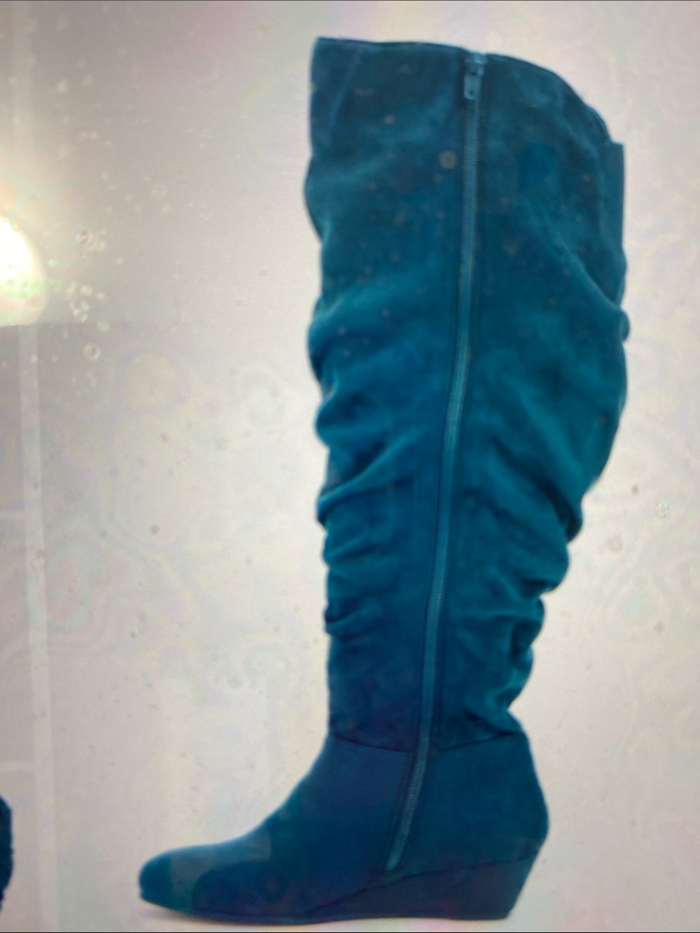 Comfortview - The Tamara Tall Teal Suede Over-the-Knee Wedge Boot - Size 9W NIB